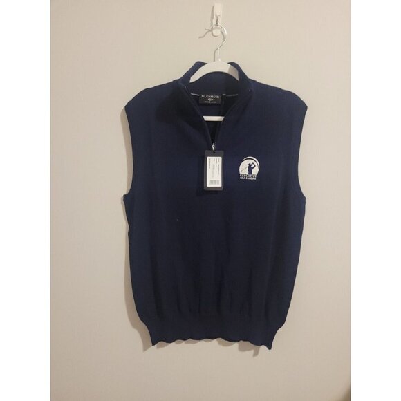 Glenmuir Mens Sweater Vest NWT Black Executive Golf And Leisure Large Navy Zip - Picture 1 of 9